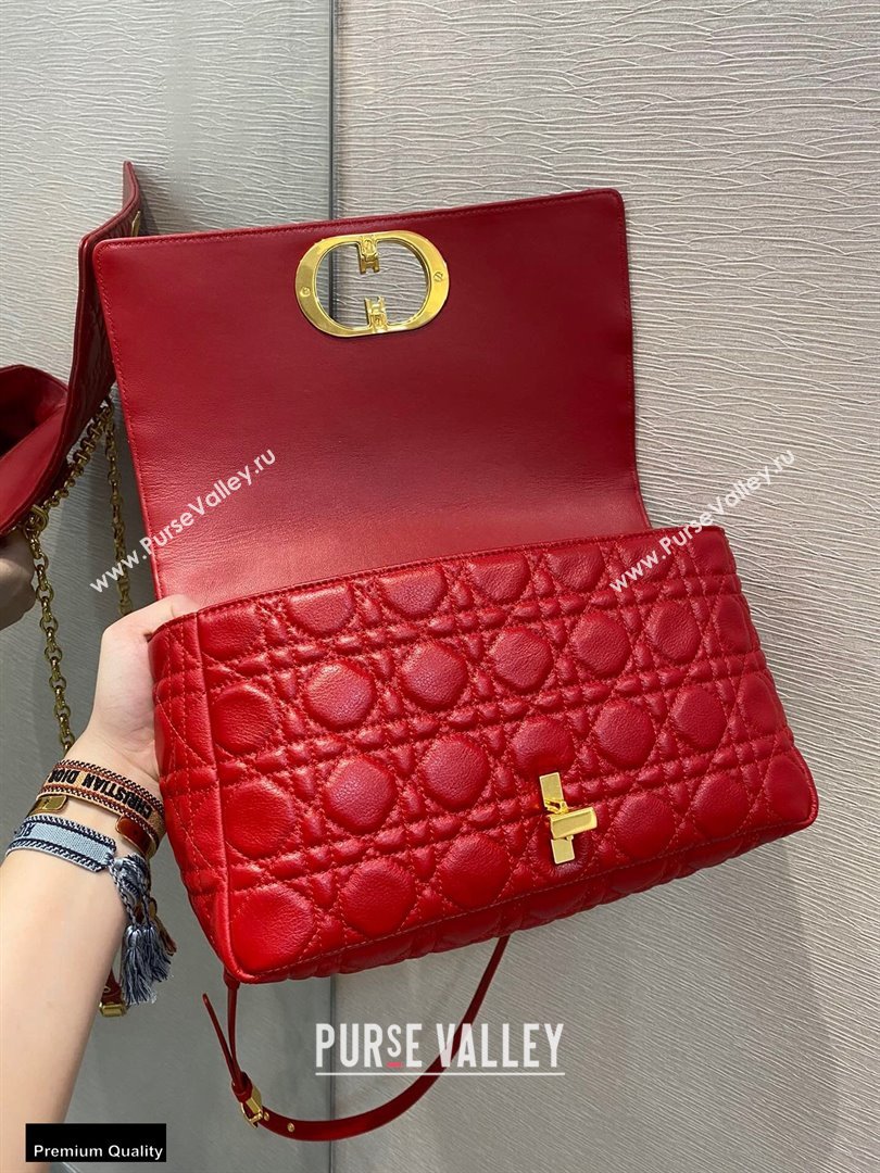 Dior Large Caro Bag in Soft Cannage Calfskin Red 2021 (vivi-21022016)