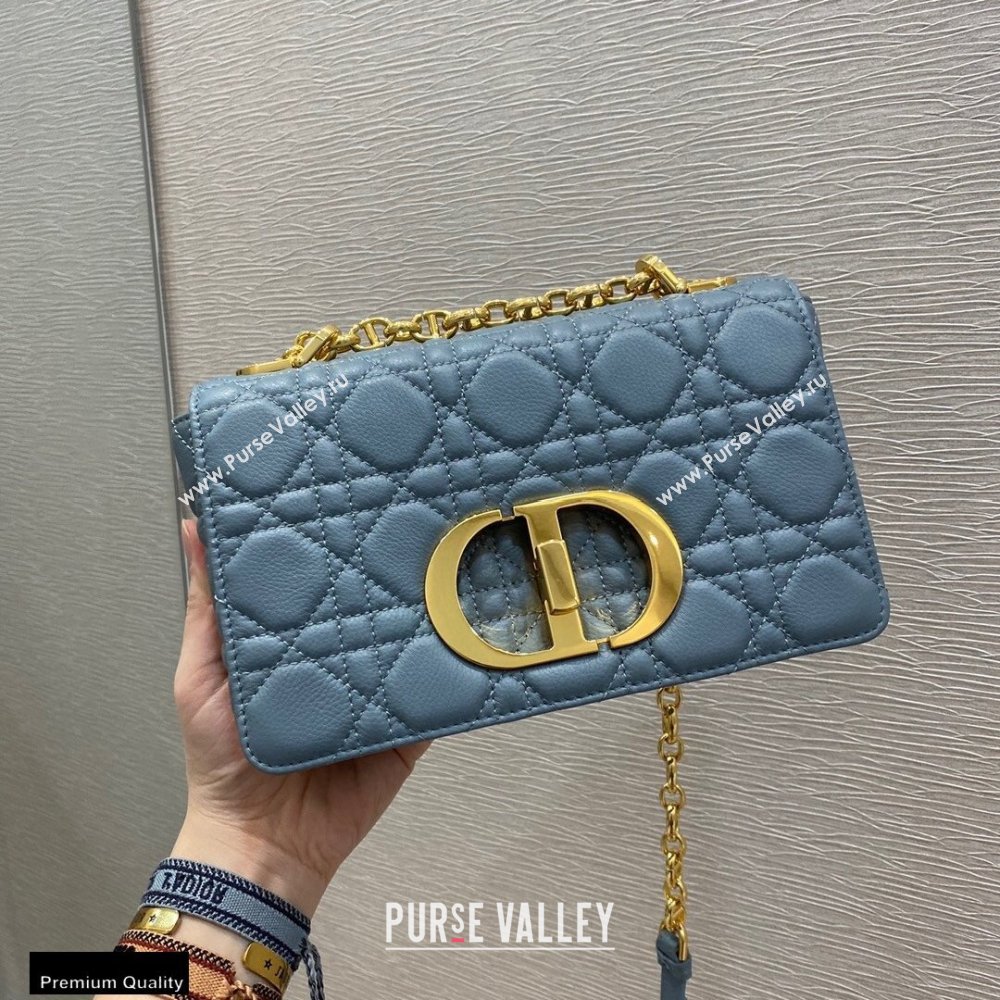 Dior Small Caro Bag in Soft Cannage Calfskin Cloud Blue 2021 (vivi-21022013)