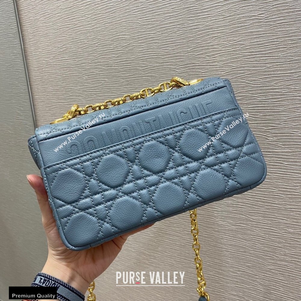 Dior Small Caro Bag in Soft Cannage Calfskin Cloud Blue 2021 (vivi-21022013)