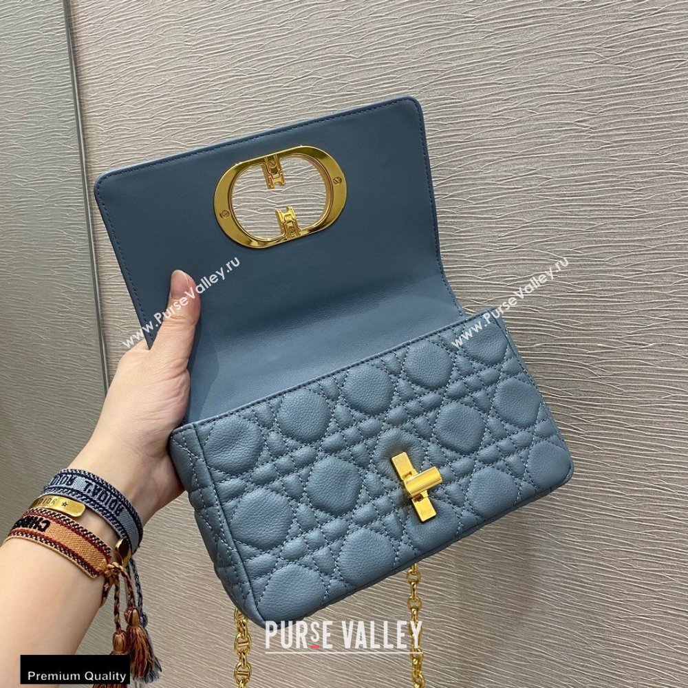 Dior Small Caro Bag in Soft Cannage Calfskin Cloud Blue 2021 (vivi-21022013)