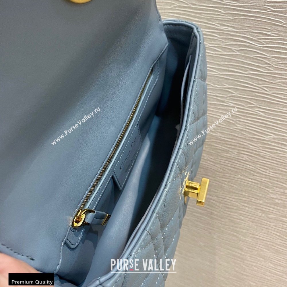 Dior Small Caro Bag in Soft Cannage Calfskin Cloud Blue 2021 (vivi-21022013)