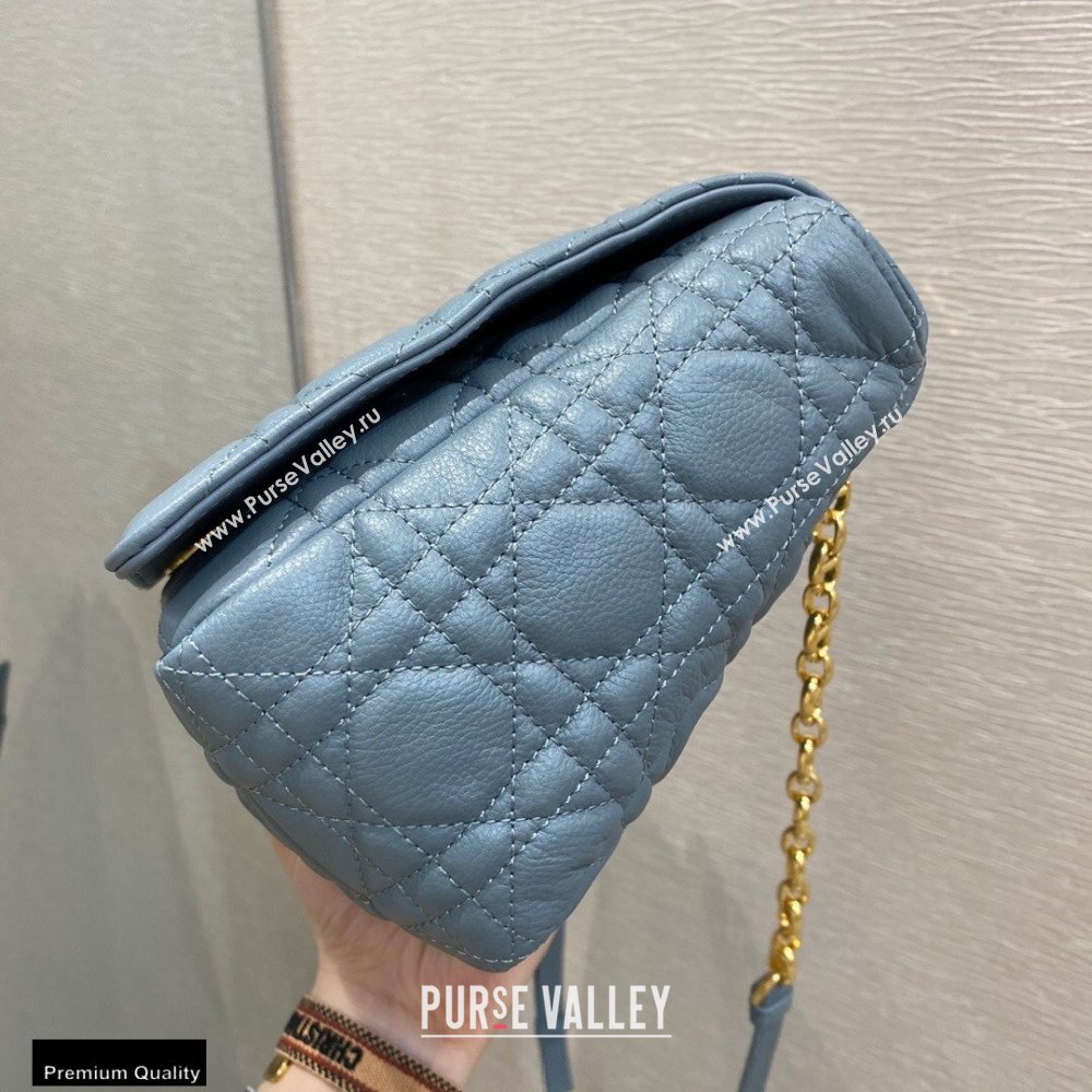 Dior Large Caro Bag in Soft Cannage Calfskin Cloud Blue 2021 (vivi-21022017)