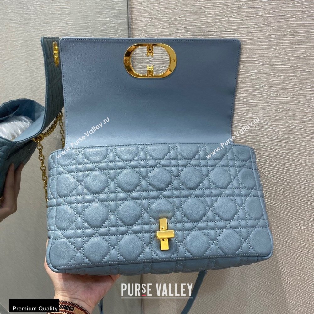 Dior Large Caro Bag in Soft Cannage Calfskin Cloud Blue 2021 (vivi-21022017)