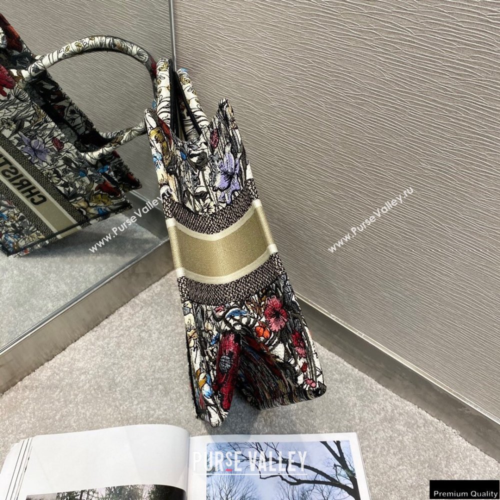 Dior Small Book Tote Bag in Multicolor Mille Fleurs Embroidery 2021 (vivi-21022003)