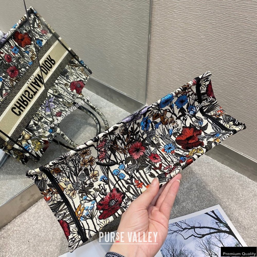 Dior Small Book Tote Bag in Multicolor Mille Fleurs Embroidery 2021 (vivi-21022003)