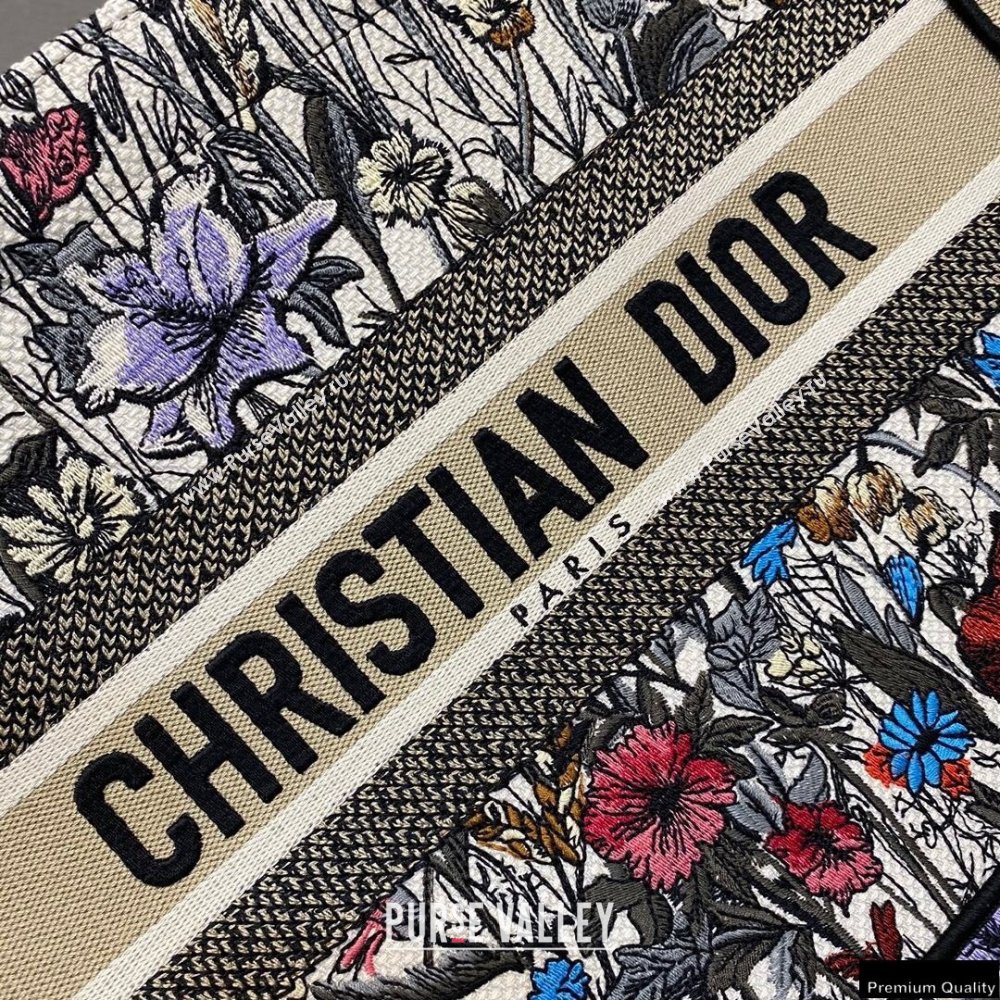 Dior Small Book Tote Bag in Multicolor Mille Fleurs Embroidery 2021 (vivi-21022003)