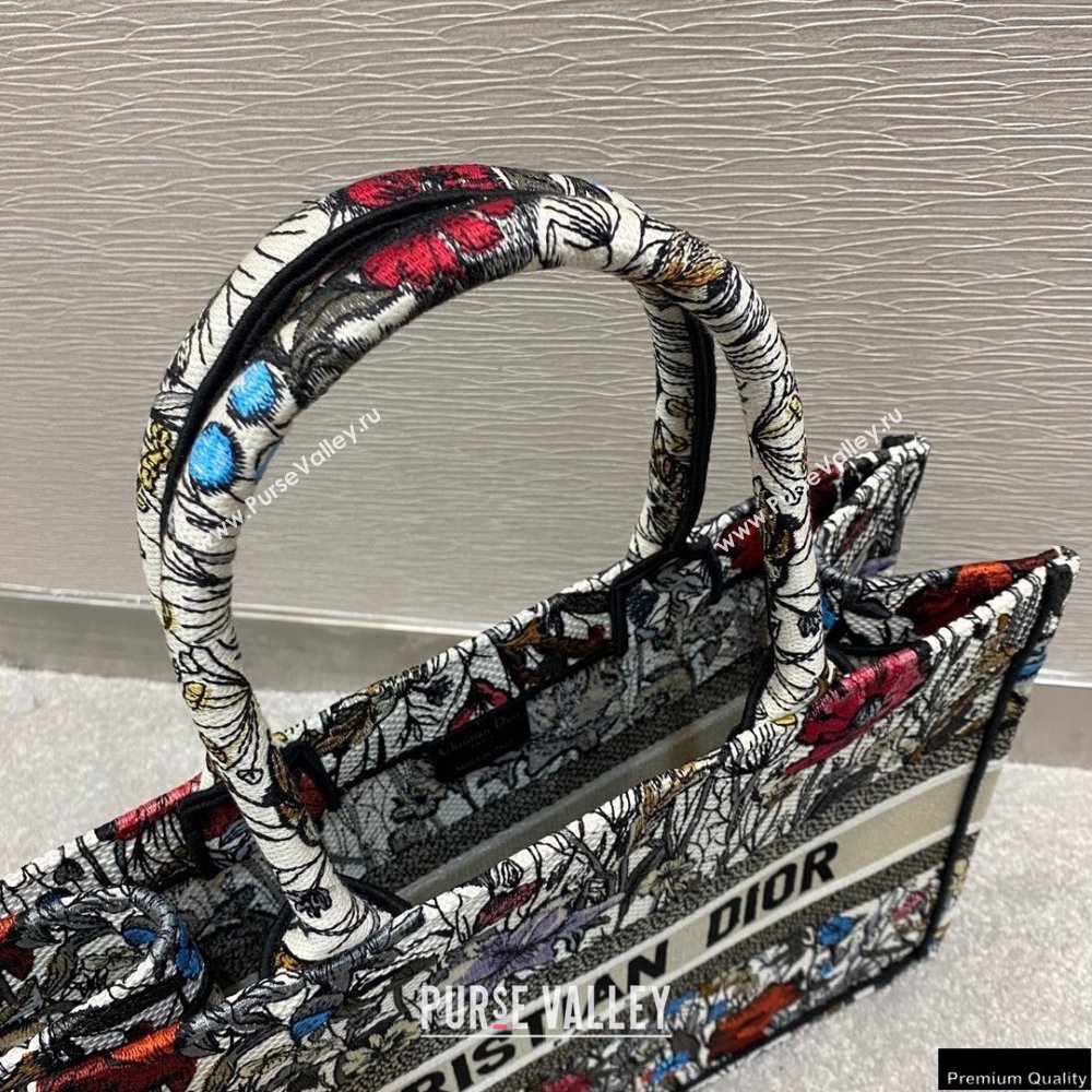 Dior Small Book Tote Bag in Multicolor Mille Fleurs Embroidery 2021 (vivi-21022003)