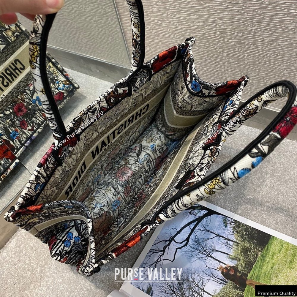 Dior Small Book Tote Bag in Multicolor Mille Fleurs Embroidery 2021 (vivi-21022003)