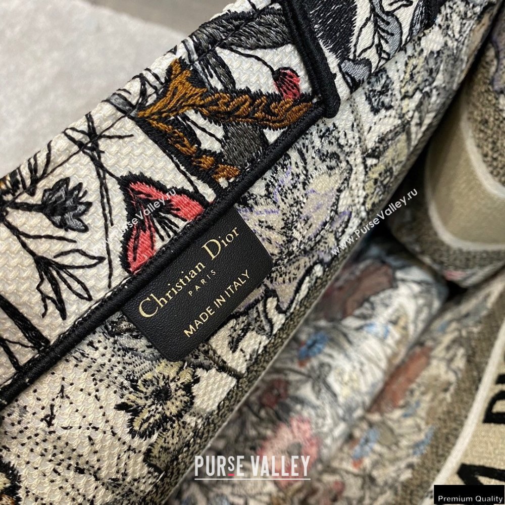 Dior Small Book Tote Bag in Multicolor Mille Fleurs Embroidery 2021 (vivi-21022003)