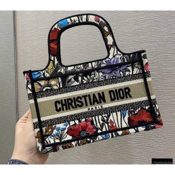 Dior Mini Book Tote Bag in Multicolor Mille Fleurs Embroidery 2021 (vivi-21022004)