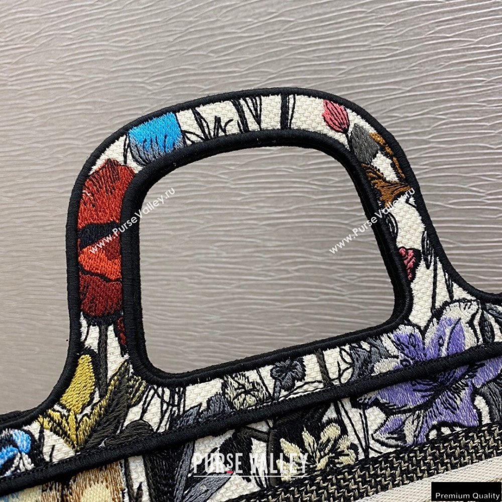 Dior Mini Book Tote Bag in Multicolor Mille Fleurs Embroidery 2021 (vivi-21022004)