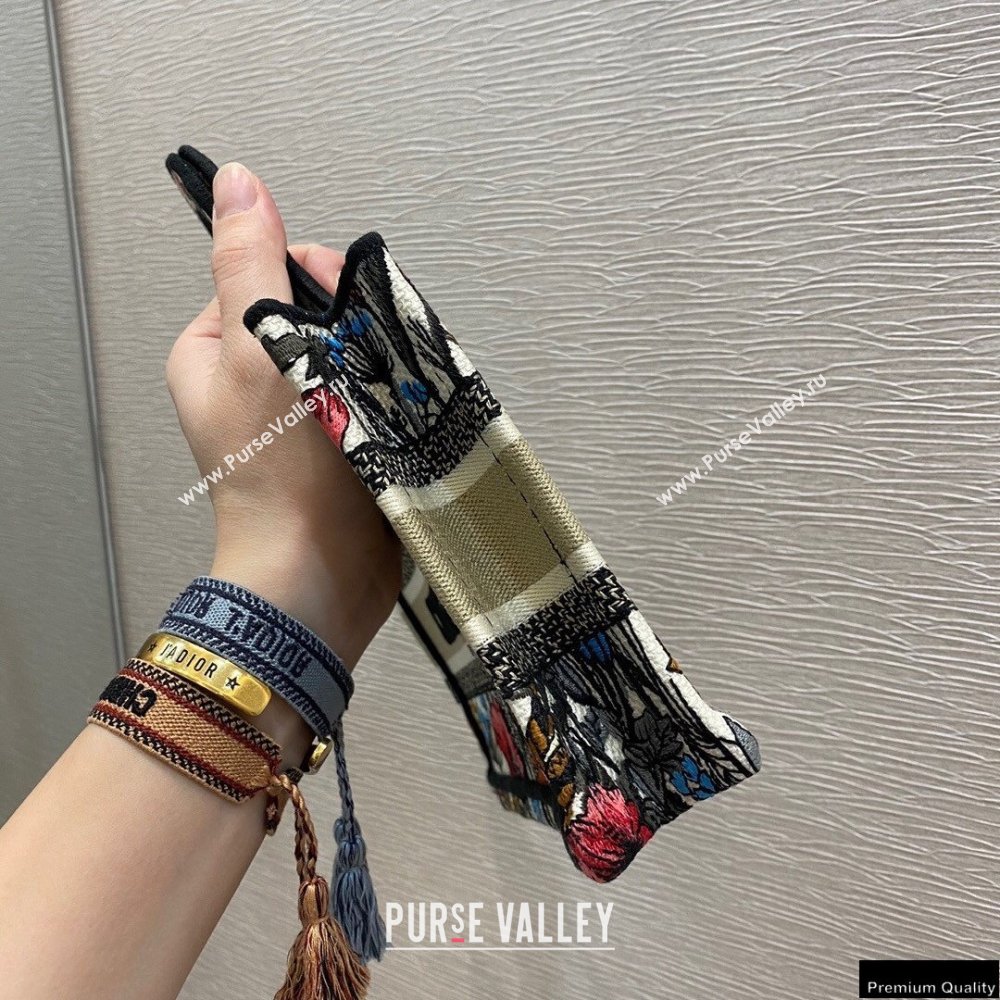 Dior Mini Book Tote Bag in Multicolor Mille Fleurs Embroidery 2021 (vivi-21022004)