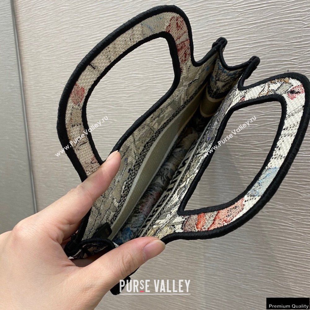 Dior Mini Book Tote Bag in Multicolor Mille Fleurs Embroidery 2021 (vivi-21022004)