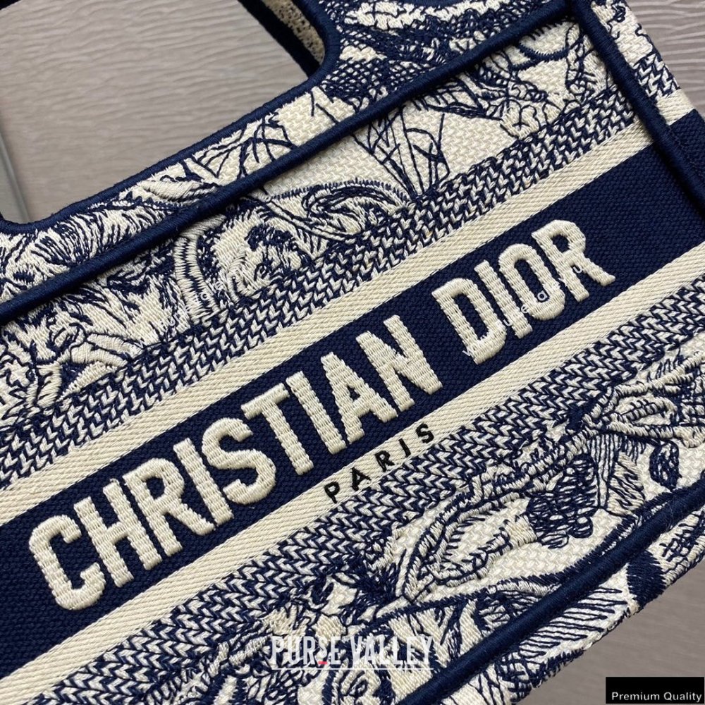 Dior Mini Book Tote Bag in Blue Toile de Jouy Embroidery 2021 (vivi-21022005)