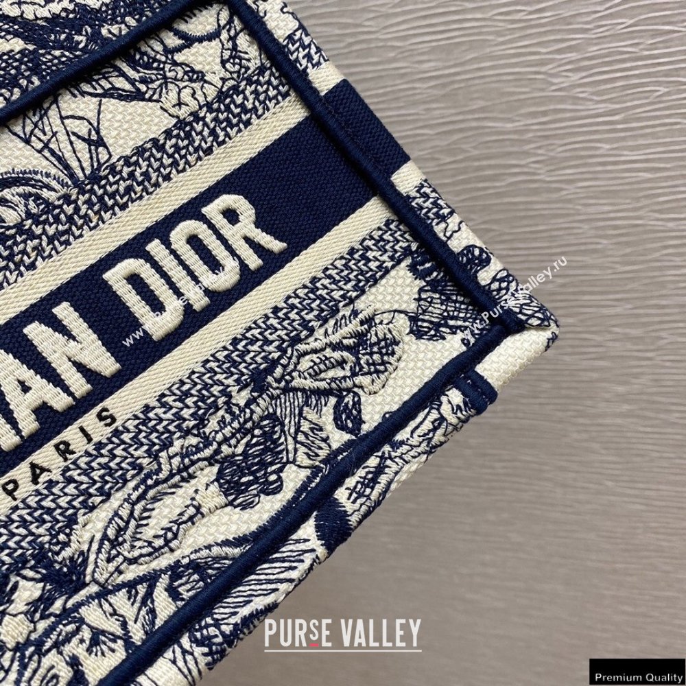 Dior Mini Book Tote Bag in Blue Toile de Jouy Embroidery 2021 (vivi-21022005)
