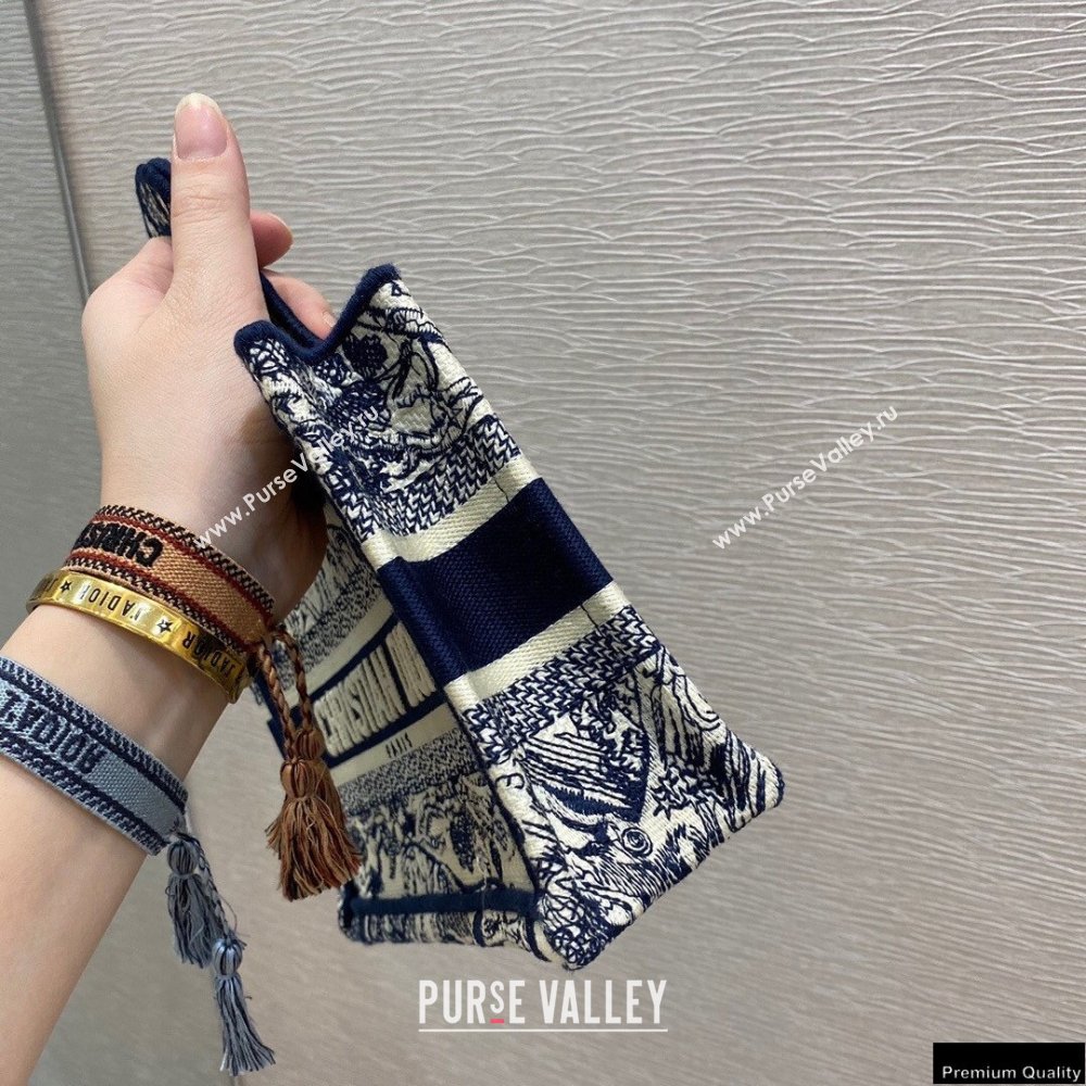 Dior Mini Book Tote Bag in Blue Toile de Jouy Embroidery 2021 (vivi-21022005)