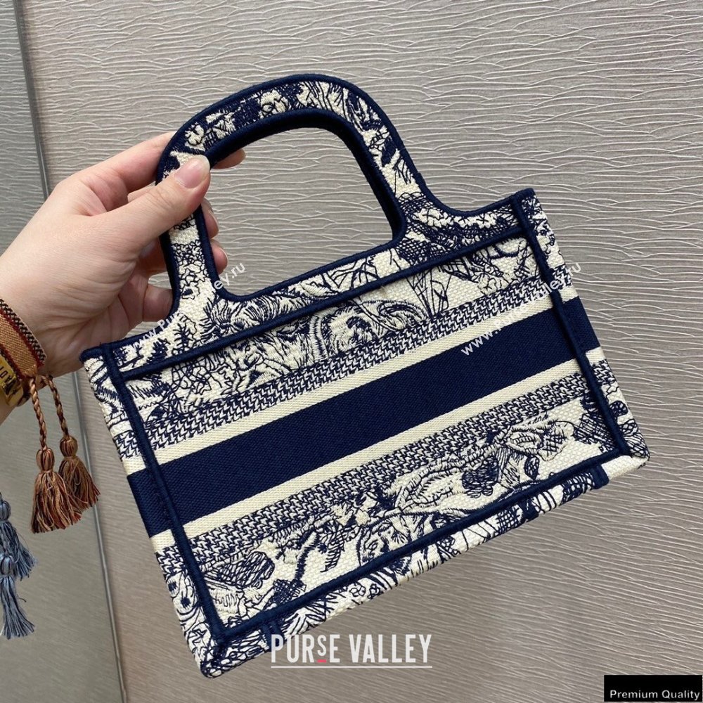 Dior Mini Book Tote Bag in Blue Toile de Jouy Embroidery 2021 (vivi-21022005)