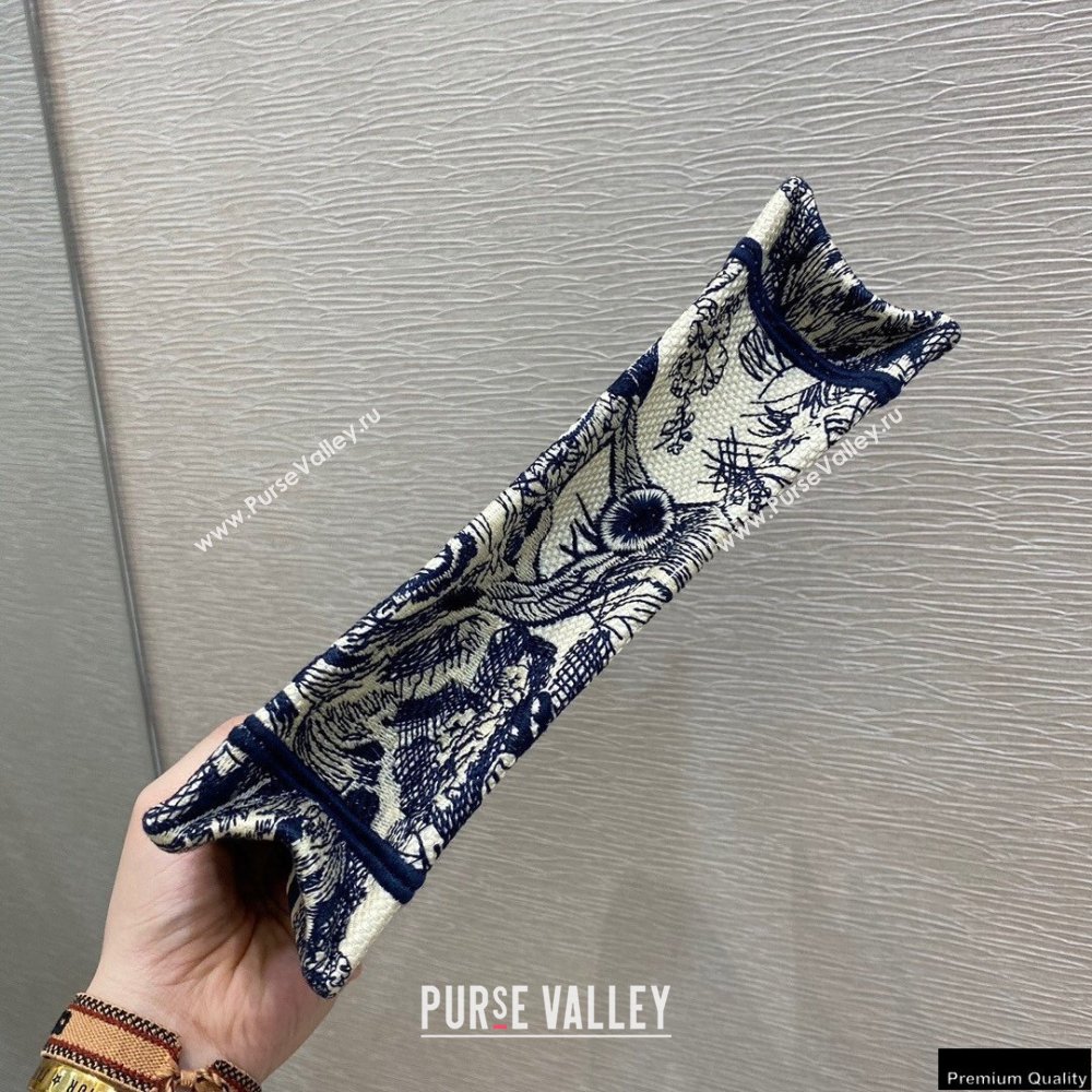 Dior Mini Book Tote Bag in Blue Toile de Jouy Embroidery 2021 (vivi-21022005)