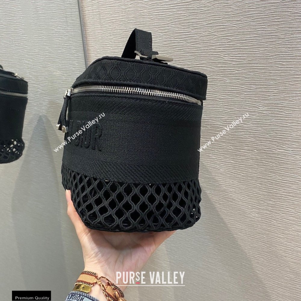 Dior DiorTravel Vanity Case Bag In Black Mesh Embroidery 2021 (vivi-21022008)