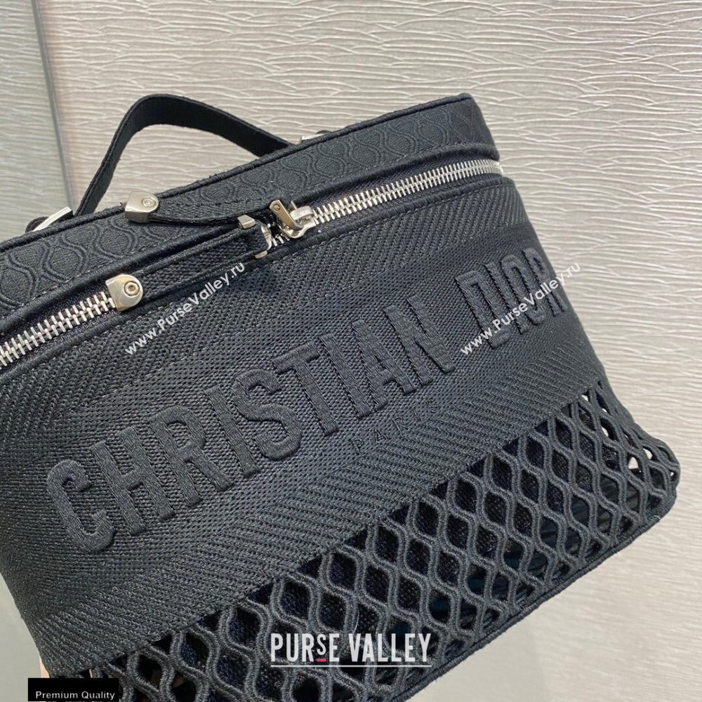 Dior DiorTravel Vanity Case Bag In Black Mesh Embroidery 2021 (vivi-21022008)