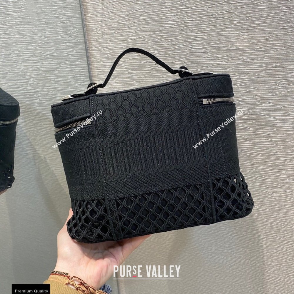 Dior DiorTravel Vanity Case Bag In Black Mesh Embroidery 2021 (vivi-21022008)