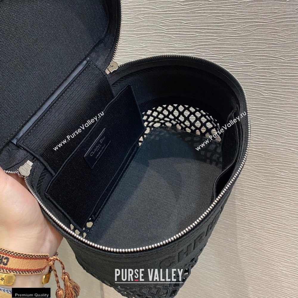Dior DiorTravel Vanity Case Bag In Black Mesh Embroidery 2021 (vivi-21022008)