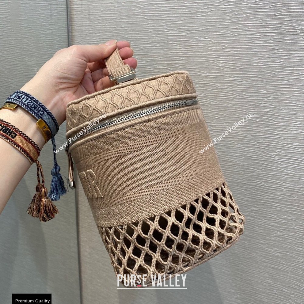 Dior DiorTravel Vanity Case Bag In Nude Pink Mesh Embroidery 2021 (vivi-21022010)