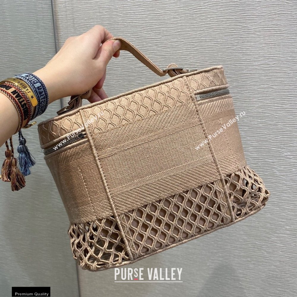 Dior DiorTravel Vanity Case Bag In Nude Pink Mesh Embroidery 2021 (vivi-21022010)