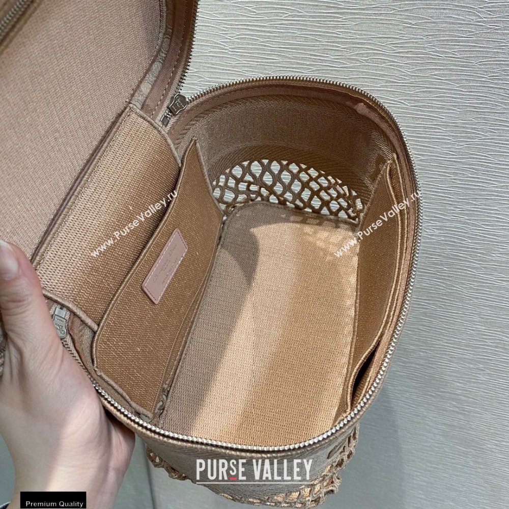 Dior DiorTravel Vanity Case Bag In Nude Pink Mesh Embroidery 2021 (vivi-21022010)