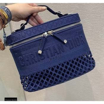 Dior DiorTravel Vanity Case Bag In Blue Mesh Embroidery 2021 (vivi-21022009)