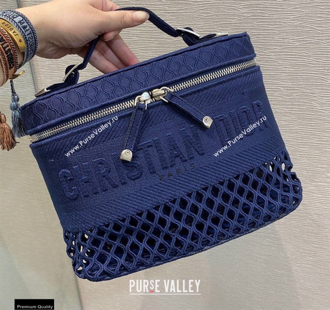 Dior DiorTravel Vanity Case Bag In Blue Mesh Embroidery 2021 (vivi-21022009)