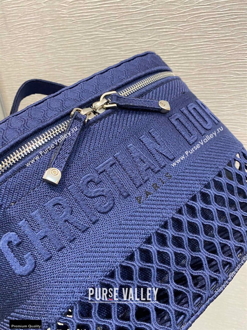 Dior DiorTravel Vanity Case Bag In Blue Mesh Embroidery 2021 (vivi-21022009)