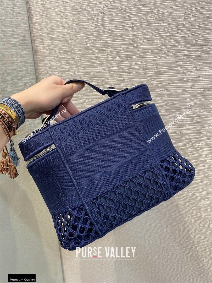 Dior DiorTravel Vanity Case Bag In Blue Mesh Embroidery 2021 (vivi-21022009)