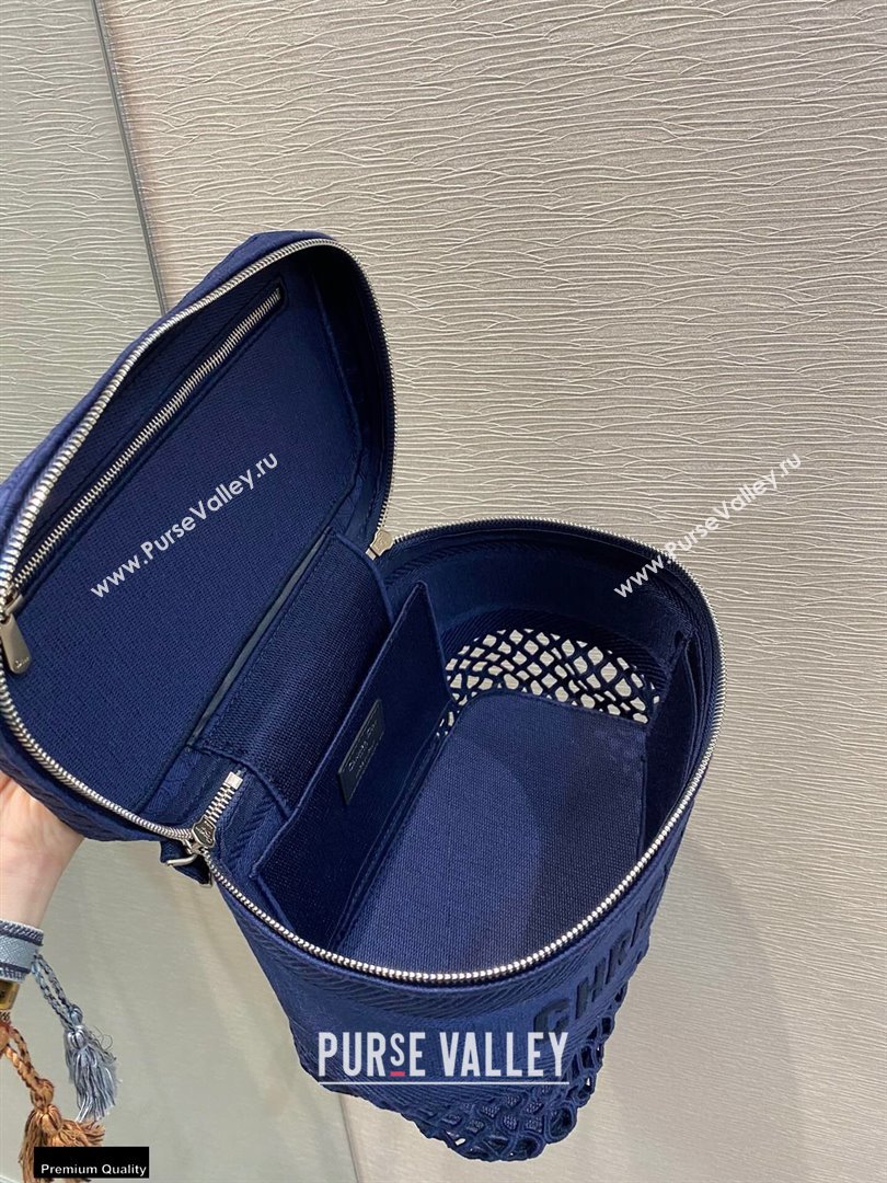 Dior DiorTravel Vanity Case Bag In Blue Mesh Embroidery 2021 (vivi-21022009)