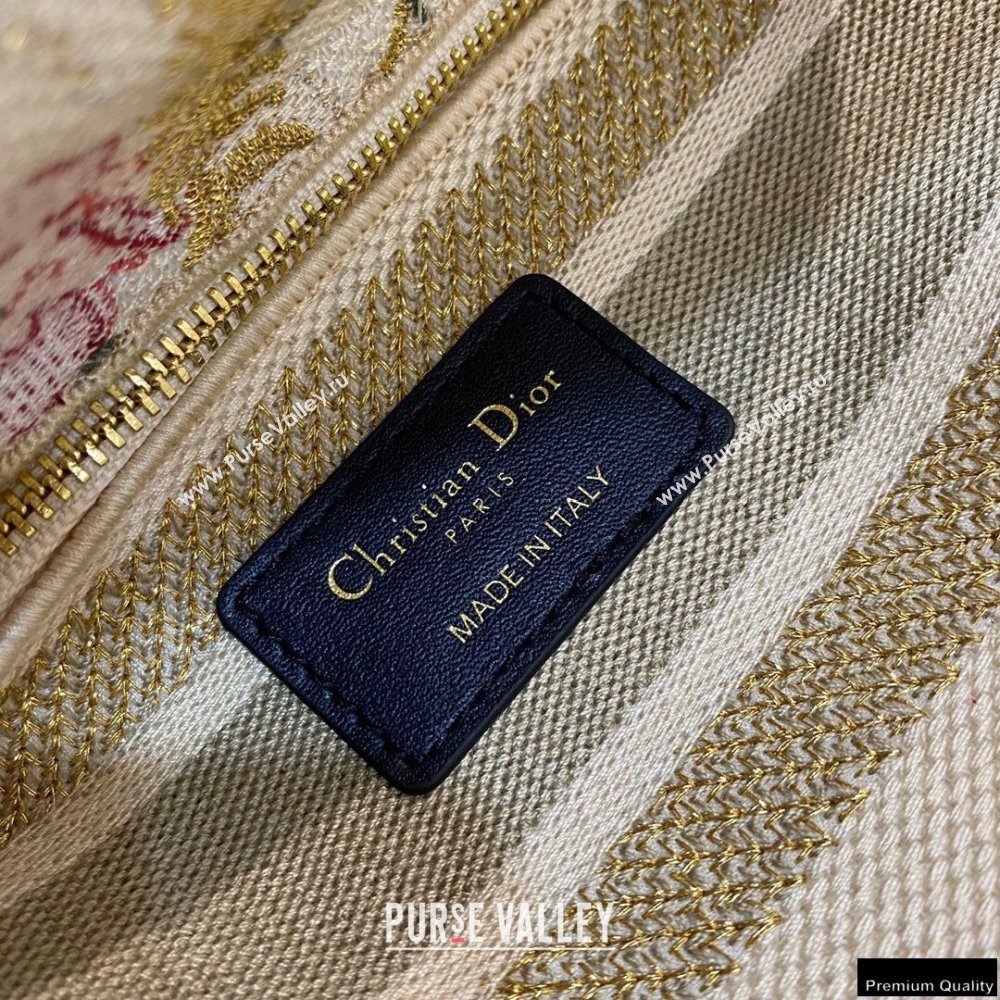 Lady Dior Medium Bag in Beige Multicolor Hibiscus Metallic Thread Embroidery 2021 (vivi-21022002)