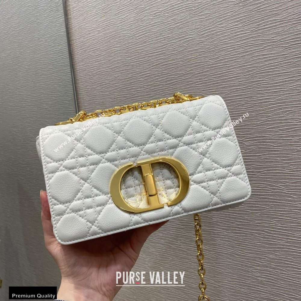 Dior Small Caro Bag in Soft Cannage Calfskin White 2021 (vivi-21022011)