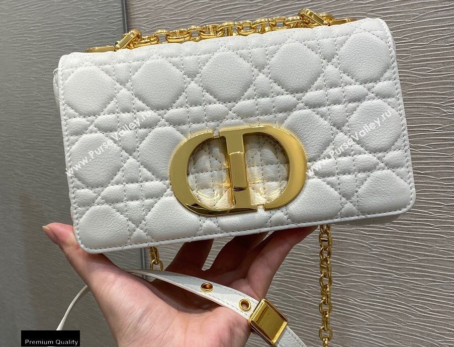 Dior Small Caro Bag in Soft Cannage Calfskin White 2021 (vivi-21022011)