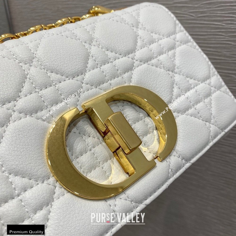 Dior Small Caro Bag in Soft Cannage Calfskin White 2021 (vivi-21022011)