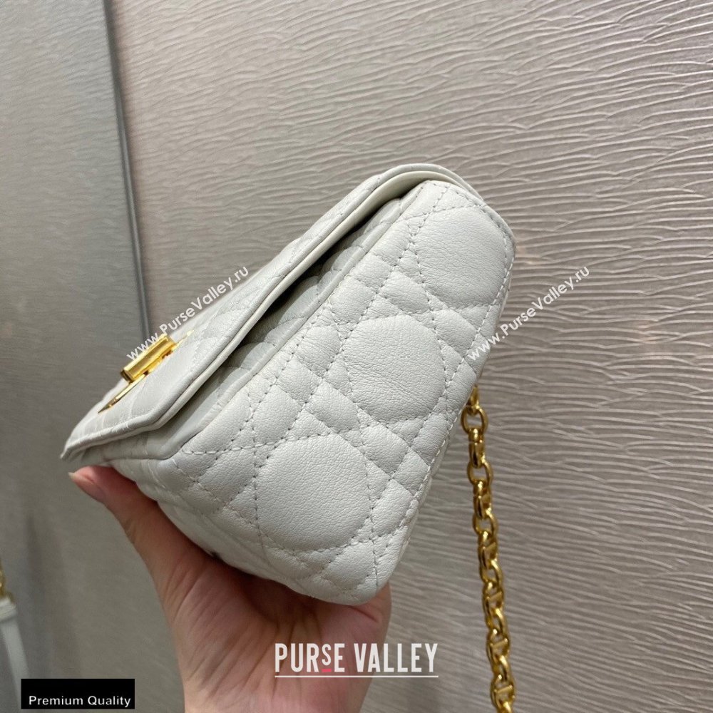 Dior Small Caro Bag in Soft Cannage Calfskin White 2021 (vivi-21022011)