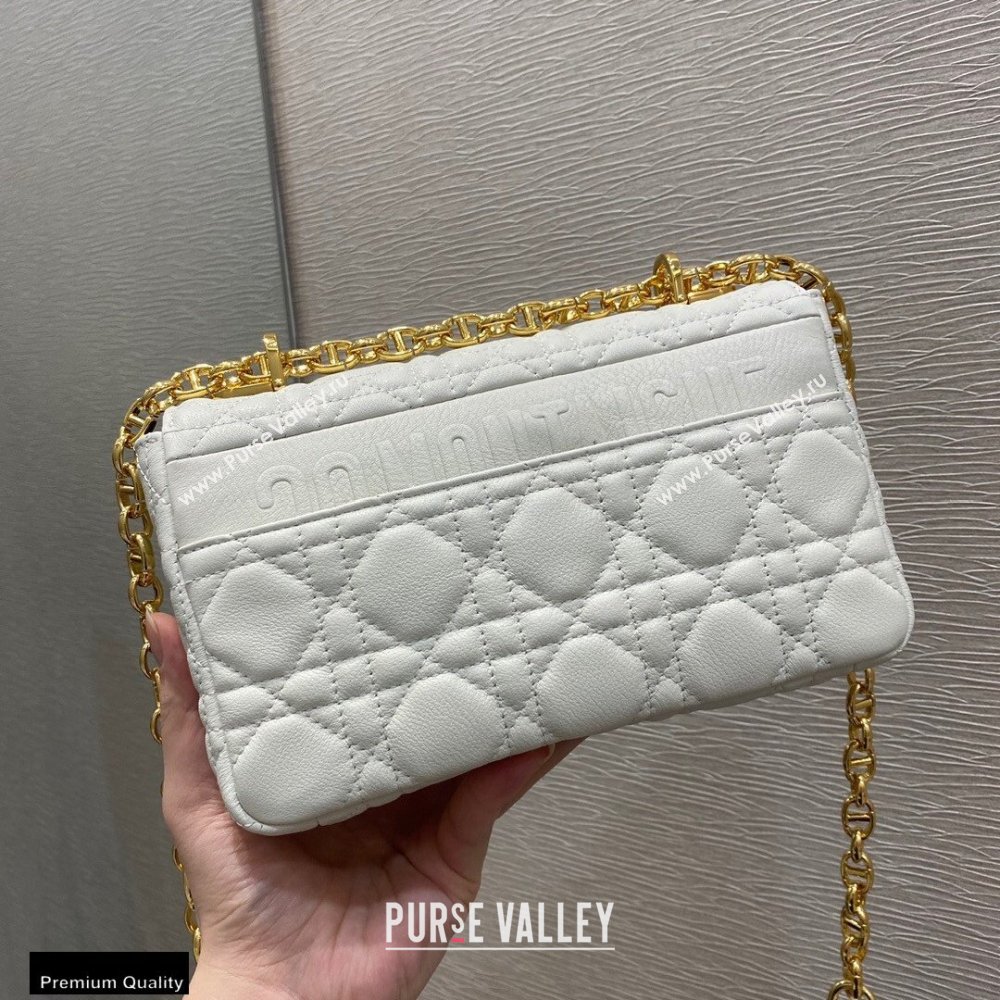 Dior Small Caro Bag in Soft Cannage Calfskin White 2021 (vivi-21022011)