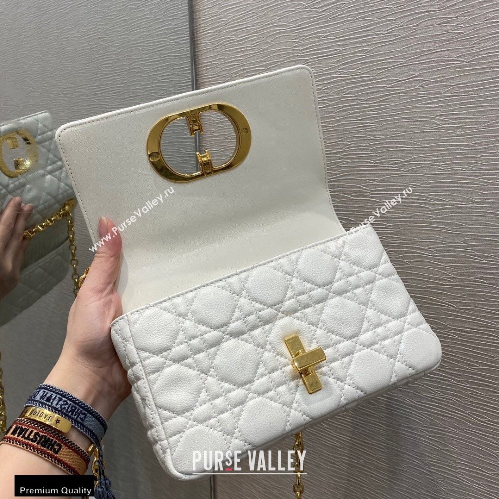 Dior Small Caro Bag in Soft Cannage Calfskin White 2021 (vivi-21022011)