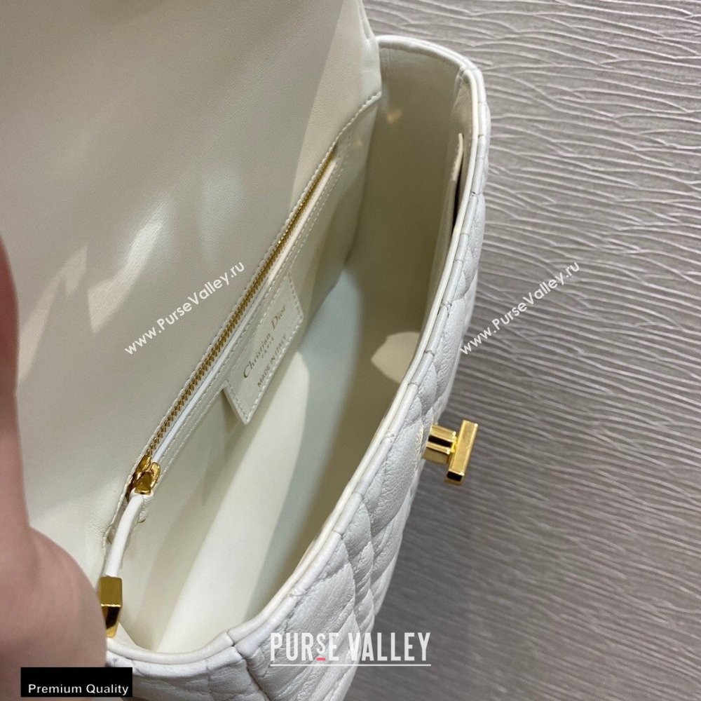 Dior Small Caro Bag in Soft Cannage Calfskin White 2021 (vivi-21022011)