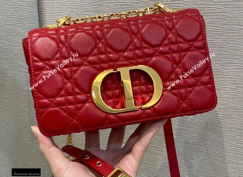 Dior Small Caro Bag in Soft Cannage Calfskin Red 2021 (vivi-21022012)