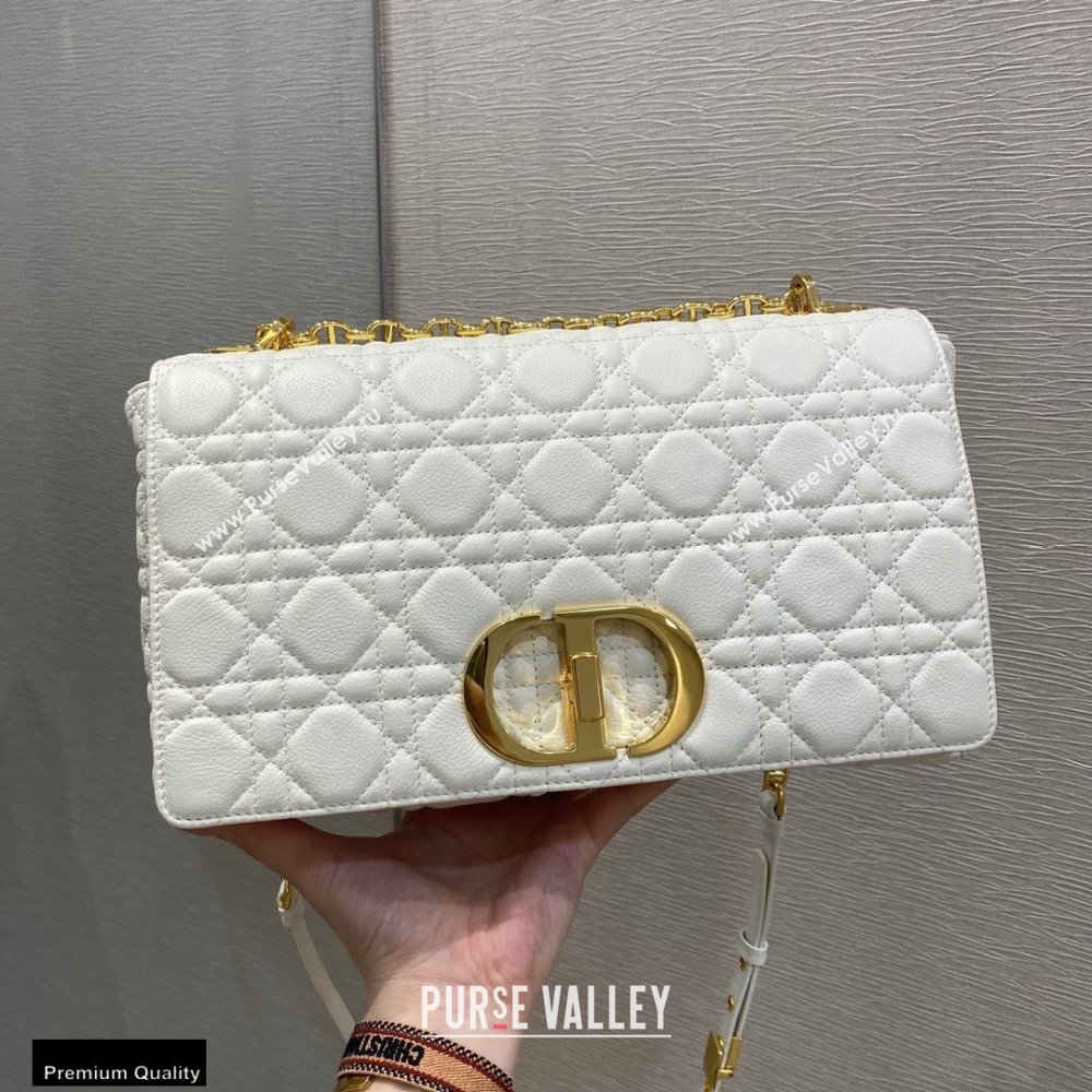 Dior Large Caro Bag in Soft Cannage Calfskin White 2021 (vivi-21022015)