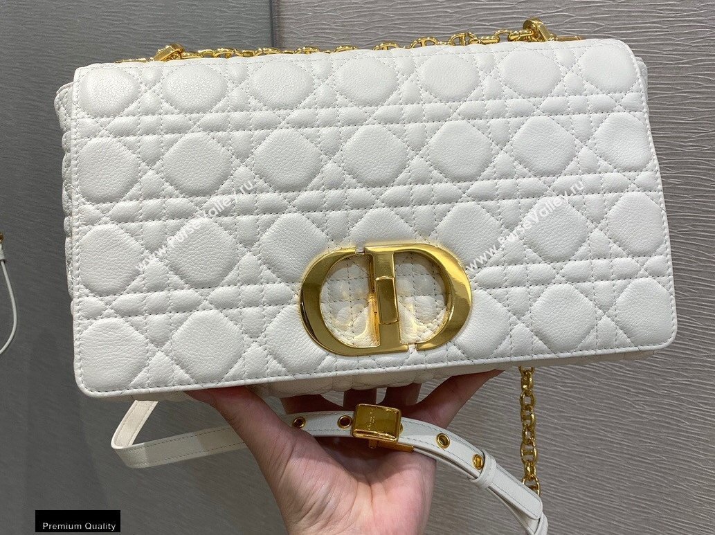 Dior Large Caro Bag in Soft Cannage Calfskin White 2021 (vivi-21022015)