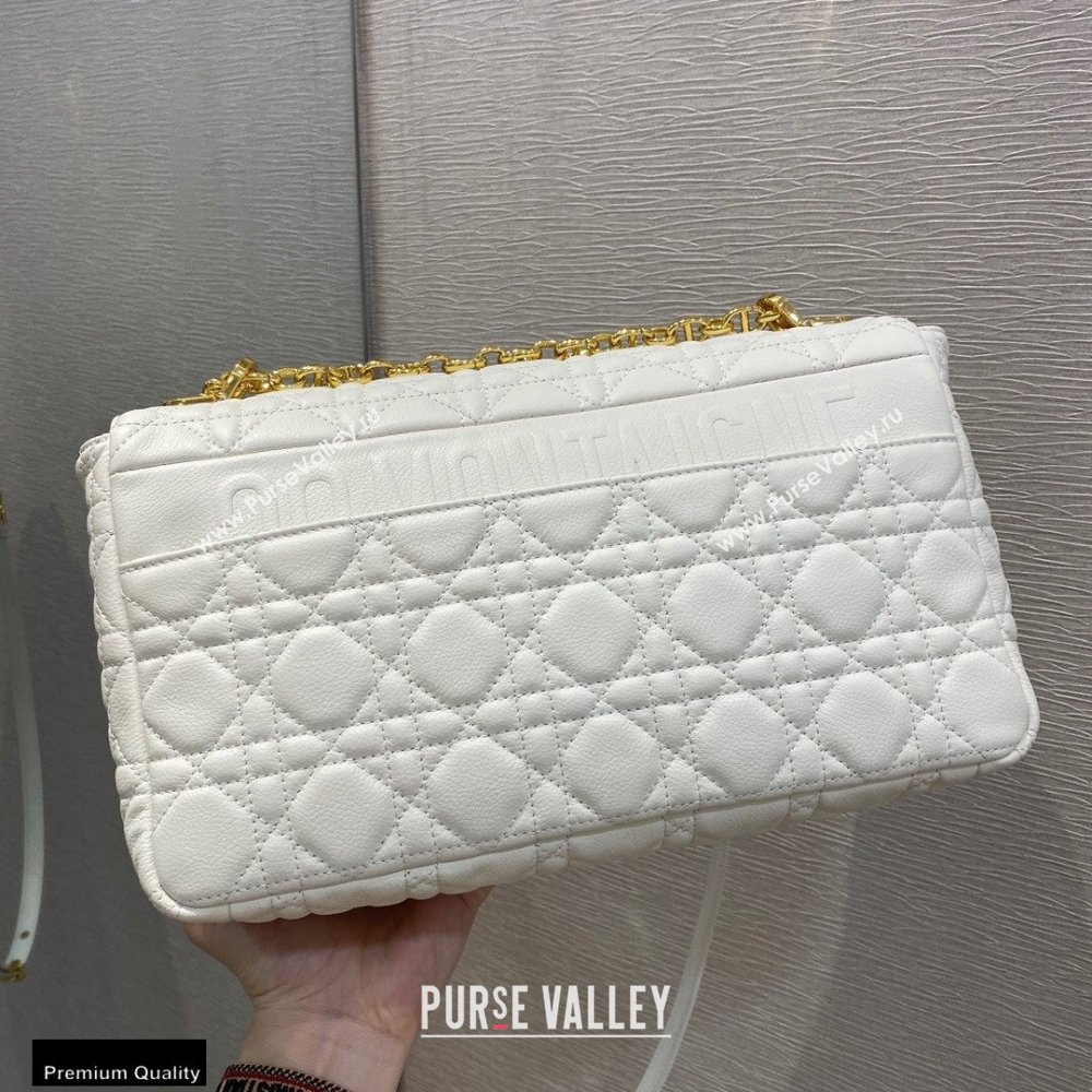 Dior Large Caro Bag in Soft Cannage Calfskin White 2021 (vivi-21022015)