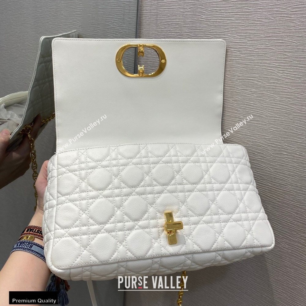Dior Large Caro Bag in Soft Cannage Calfskin White 2021 (vivi-21022015)