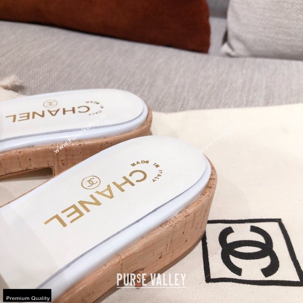 Chanel CC Logo Tweed Mules G36065 White 2021 (kaola-21022357)