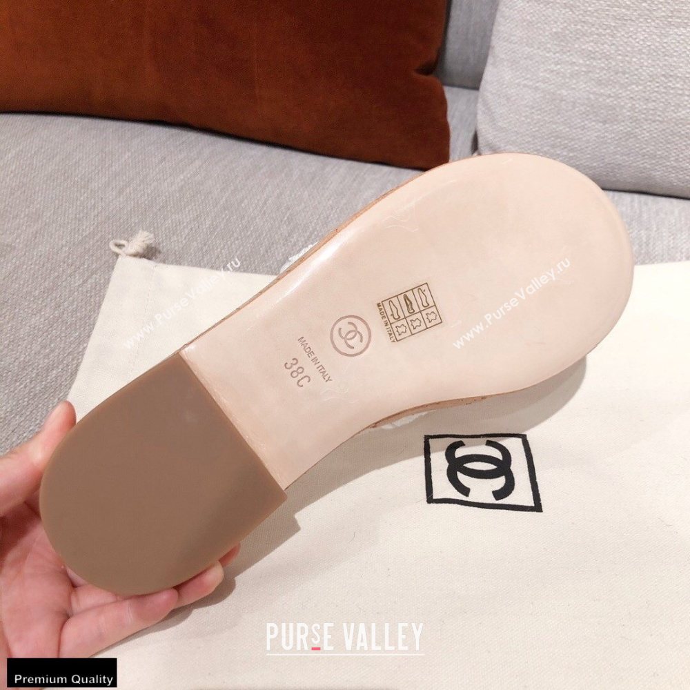 Chanel CC Logo Tweed Mules G36065 White 2021 (kaola-21022357)