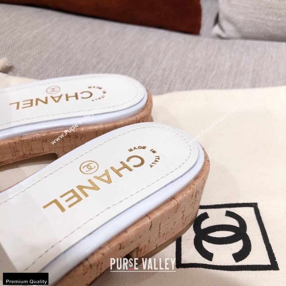Chanel CC Logo Leather Mules G36065 White 2021 (kaola-21022354)